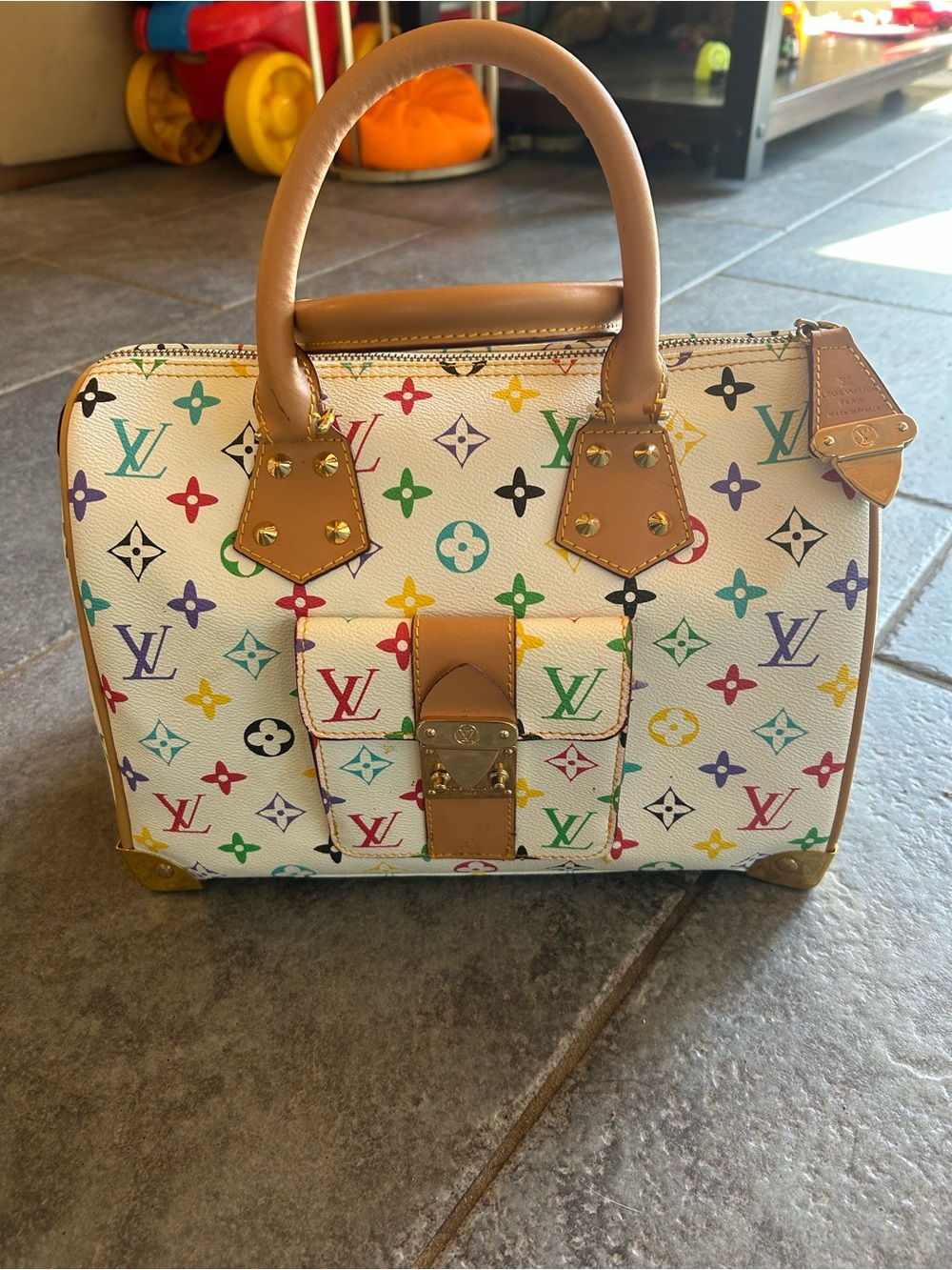 Louis Vuitton Multicolor Monogram Speedy 30 Handbag - White/Tan